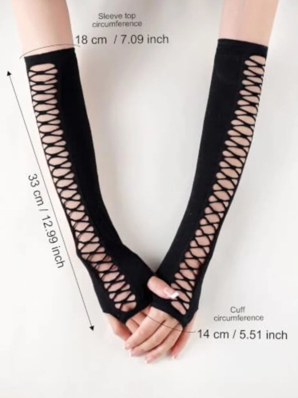 Fishnet Fingerless Gloves Arm Sleeves Y2K Grunge Punk Halloween